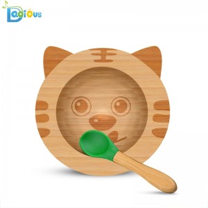 Ecologic de hrănire pentru bebeluși Placă de bambus pentru copii Placă de silicon pentru bebeluși Plăcuță de aspirație pentru bomboane