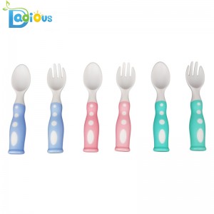 Design personalizat pentru alimente Grad PP Linguri pentru copii Baby Fork BPA Lingură de pregătire gratuită și furculiță pentru copil